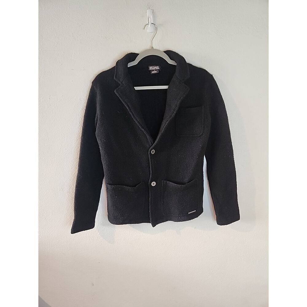 Vtg MICHAEL KORS Blazer Womens Size Small Black 100% Wool Black Y2k 2 Button